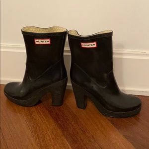 Hunter never worn rain boots with heel